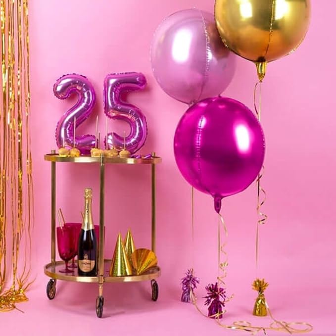 6Pcs Hot Pink Round Foil Balloons, Giant 4D Round Ball Balloon, 22 Inch - Image 6