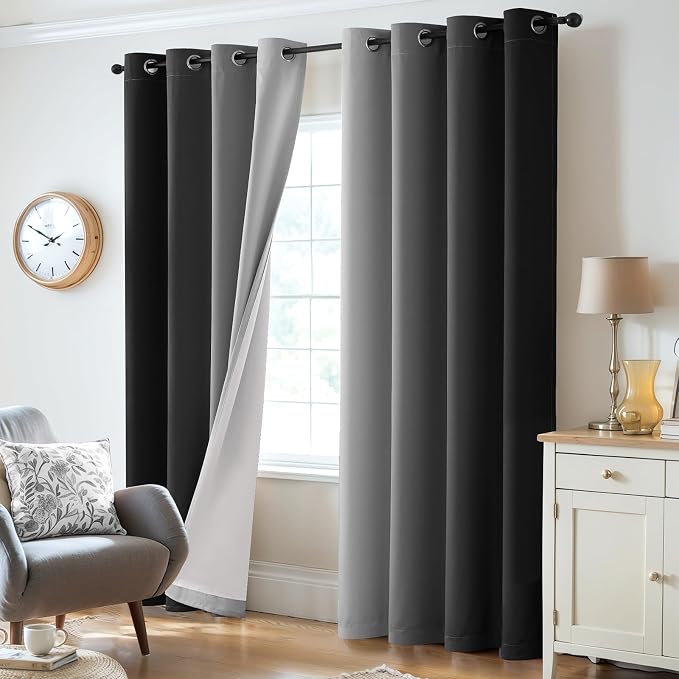 Yakamok 100% Blackout Curtains Ombre Black Curtains - Image 6
