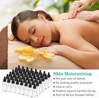 2 oz Dropper Bottle 48 Pack Clear Glass Boston Bottles 60ml with Eye Droppers Black Caps for Essential Oils, Perfume, Leak Proof Travel Bottles for Liquids