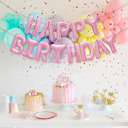 Pink Happy Birthday Balloon Banner Decorations 16 inch - Image 6