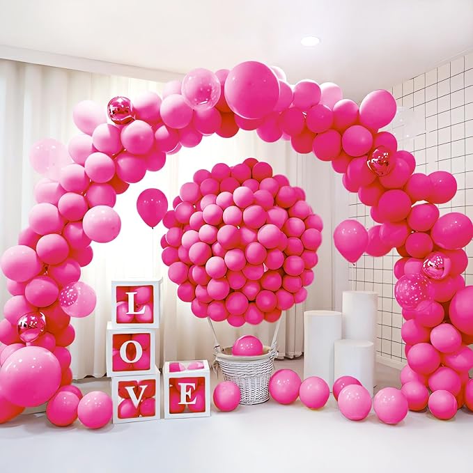 200 Pieces Hot Pink Balloons Different Sizes Hot Pink Magenta Balloon Garland - Image 6