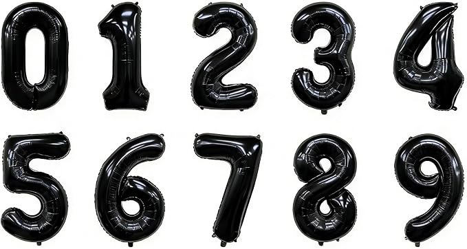 10 Pcs Black Number 0-9 Balloons 16 Inch Number Mylar Foil Balloons Custom by Unknown