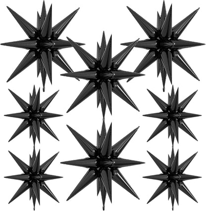 Black Star Balloons, Large Spike Balloons | 22 Inch Star Balloons, One-Piece by Adeyoo