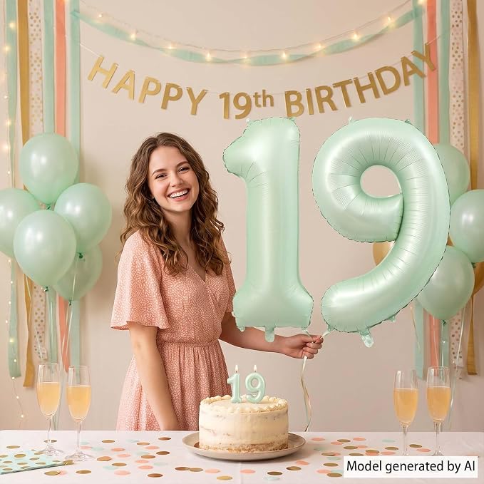 Olive Green Number 19 Balloon 40 Inch, Backdrop - Image 6