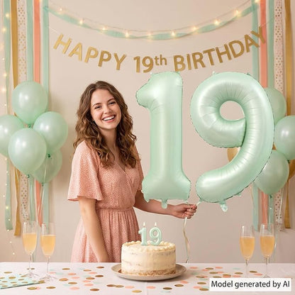 Olive Green Number 19 Balloon 40 Inch, Backdrop - Image 6