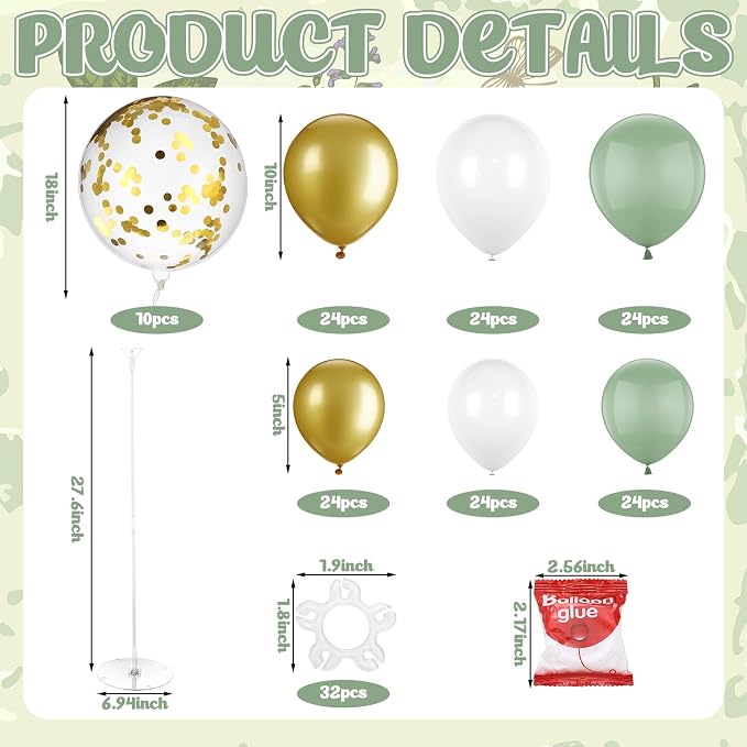 8 Sets Sage Green Balloon Column Table Centerpiece Reusable Table Balloon Tower - Image 2