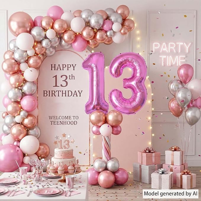 Pink Number 13 Balloon 40 Inch, Shiny Foil Numeral - Image 6