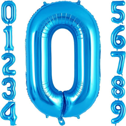 Blue Number 0 Balloon 40 Inch, Big Large Foil Helium Number Balloons, Jumbo by AIQINHU