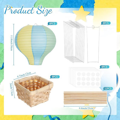 Meooeck 8 Sets Hot Air Balloon Tables Centerpieces, 11.8'' Paper Lantern Party - Image 2