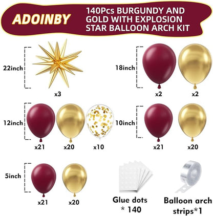 Burgundy Balloon Arch Kit, Different Size Balloons - Image 2