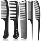 5PCS Professional Hair Comb Set - Wide Teeth, Fine Teeth & Rat Tail Comb, Hairstylist-Grade, Suitable for All Hair Types, Unisex