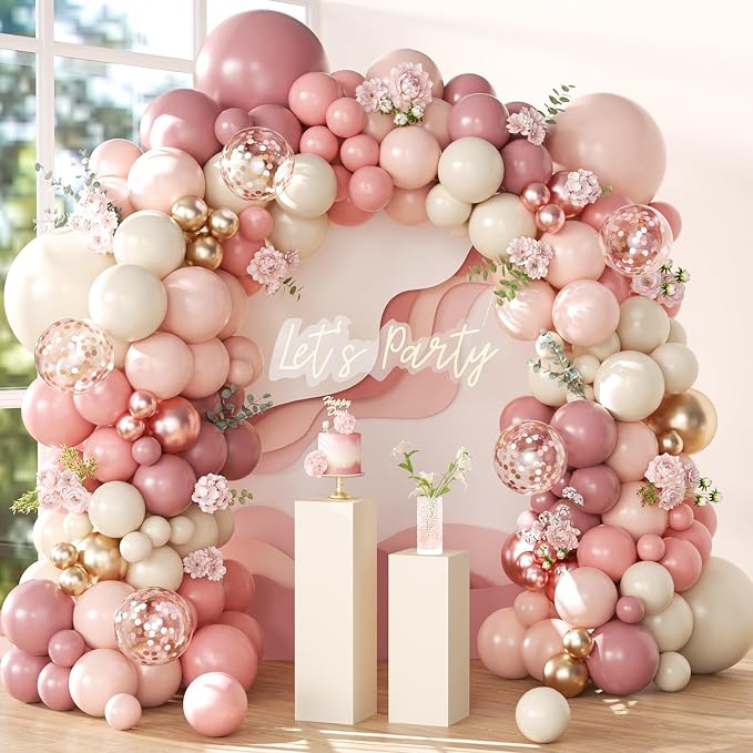 Dusty Rose Pink Balloon Arch Kit by NUTTYBASH