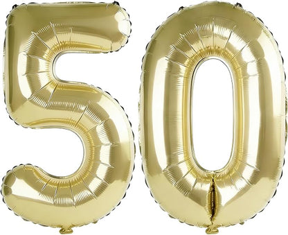 40 Inch Number 50 Balloons for 50th Birthday Party Decorations, 0-100 Champagne by FOBELEC