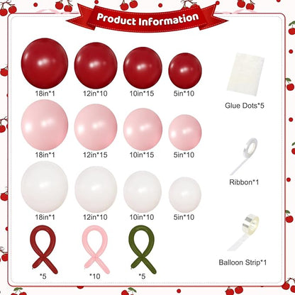 Pink Red Balloon Arch Kit, Cherry Birthday Valentine Decor | Double Stuffed - Image 6