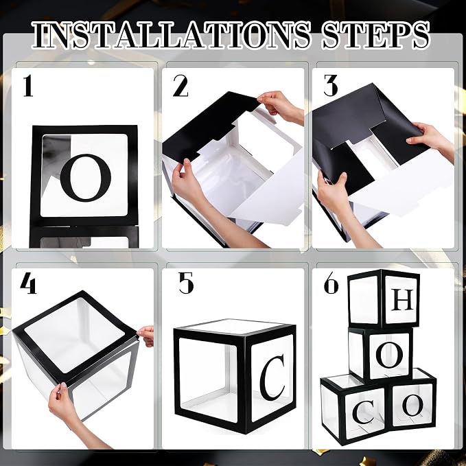 4 Pcs Hoco Boxes with Letters 11.8 x 11.8 x 11.8 Inch Clear Homecoming Balloon - Image 3