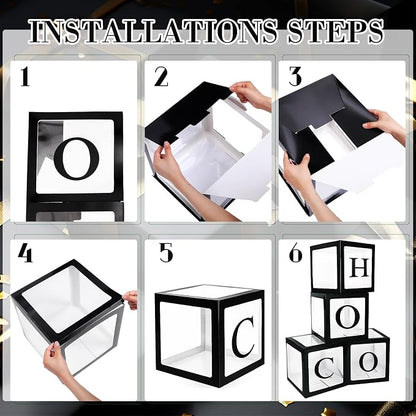 4 Pcs Hoco Boxes with Letters 11.8 x 11.8 x 11.8 Inch Clear Homecoming Balloon - Image 3