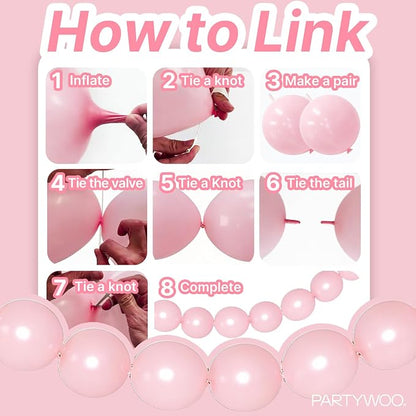 PartyWoo Baby Pink Linking Balloons 100pcs 12 Inch Pink Link Balloons | - Image 5