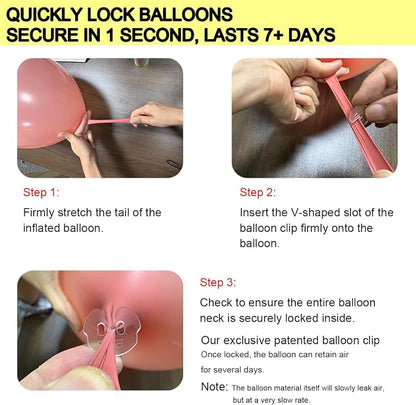 Transparent Balloon Clips for 5–12 Inch Latex Balloons 500 Pcs, No-Knot Plastic - Image 3
