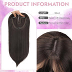 Hair Topper for Women Clip in Bangs – 18 Inch Medium Length Straight 360° Full Coverage Dark Brown,Synthetic Natural Looking Piece for Thinning Hair