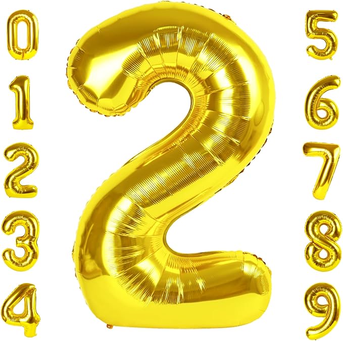 Number Balloon Gold Number 2 for 2nd 22 Birthday Party Decorations, 40 Inch | by Mluchee