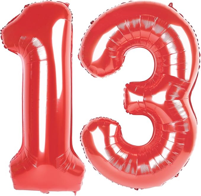 Large Red 13 Number Balloon 40 Inch, 13 Birthday Balloons, 13 Birthday Party by Upgesy