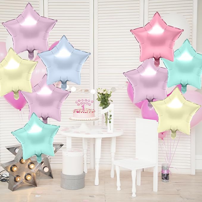 Biapian Pastel Star Foil Balloons, 18 Inch Multicolor Stars Balloons - Image 6