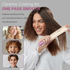 Hair Straightener,1.25” Flat Iron and Curler 2 in 1, Ceramic Coating,Quick Heat Up, 4 Temp. Options, for All Hair Type,Less Frizz, Shinier and Smoother,Dual Voltage for Travel (Cream)