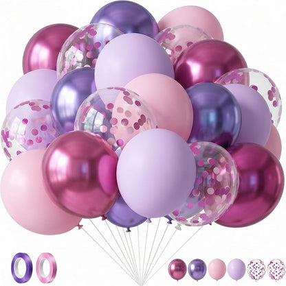 Civaner 48 Pcs Kpop Pink and Purple Balloons 12 Inch Metallic Purple Pink Latex by Civaner