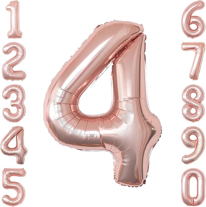 Rose Gold Number 4 Balloon 40 Inch, Blush Foil by Unknown