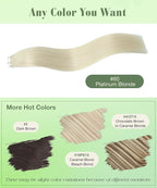 SURNEL Tape in Hair Extensions Human Hair Color #60 Platinum Blonde Remy Tape in Hair Extensions 20 inch 20pcs 50g(#60-20)