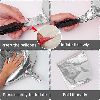 PartyWoo Metallic Silver Large Round Giant Foil 4D Balloons 3pcs 50 Inch | 50 - Image 5