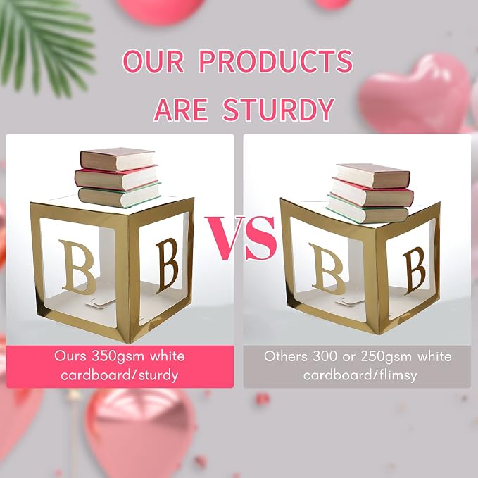 Gold Baby Boxes with Letters for Baby Shower, Baby Shower Decorations for Boys - Image 5
