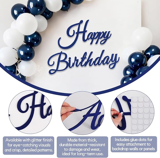 TONIFUL Happy Birthday Sign for Backdrop - Image 3