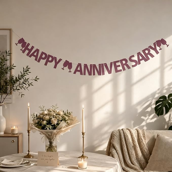 Happy Anniversary Banner, Wedding Anniversary Party Decorations Supplies - Image 5