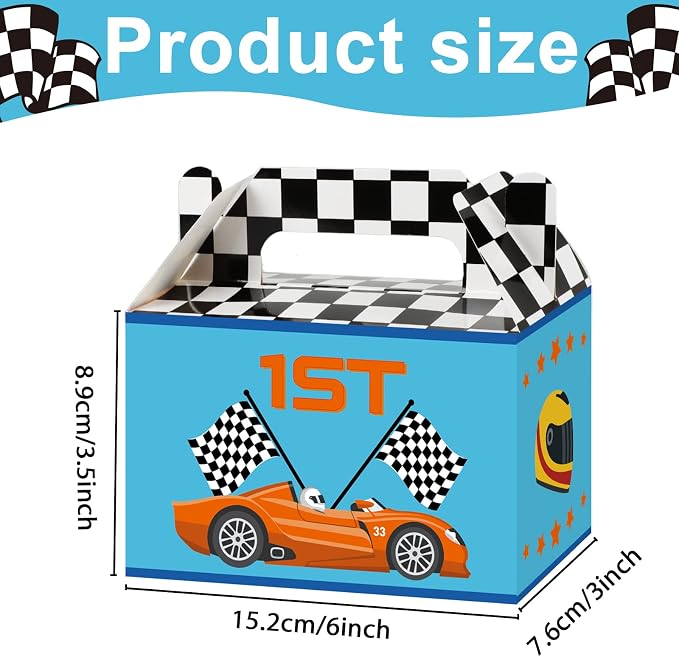 Tevxj 12 Pieces Race Car Party Favor Boxes Two Fast Goodies Candy Treat Bags - Image 2
