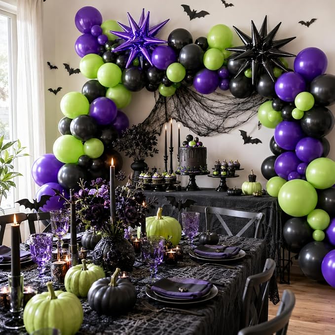 Purple Green Black Balloons, 12 Inch Fruit Green Dark Purple Black Balloons - Image 7