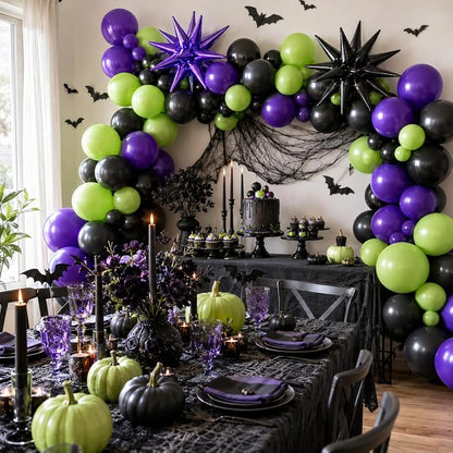 Purple Green Black Balloons, 12 Inch Fruit Green Dark Purple Black Balloons - Image 7