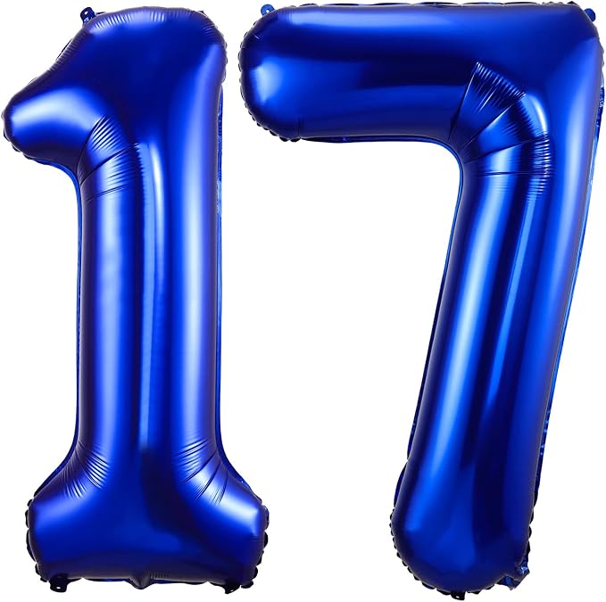 Navy Blue 17 Balloon Numbers, 40 Inch Dark Blue 17 or 71 Birthday Balloons by BBPOOL
