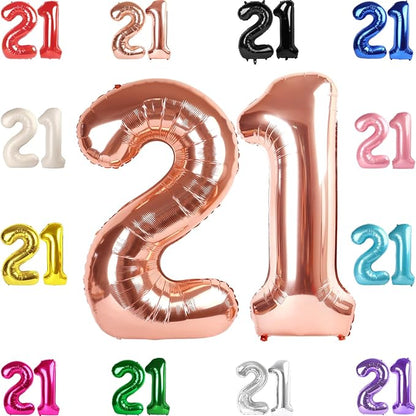 Rose Gold Number 21 Balloon 40 Inch by IWERP