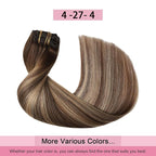 Pro2.0 Remy Real Human Hair Extensions Clip ins 120g Thick 7pcs #4/27/4 Chocolate Brown to Caramel Blonde Remy Clip in Hair Extensions Real Human Hair 16inch Double Weft（#4/27/4-16inch）