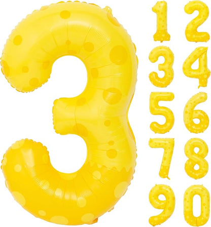 40in Yellow Polka Dot Number 3 Helium Foil Polyester Film Balloon Digital 3 | by Exquisitehighqualitypartydecorationstomeetyoureveryneed%EF%BC%81
