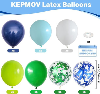 Blue and Green Balloons, 12 Inch Dinosaur Balloons - Image 2