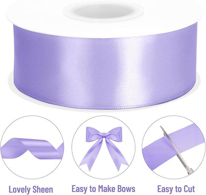 KINGLAKE Light Purple Satin Ribbon – 1-1/2 Inch x 2 Rolls Lavender Satin Ribbon - Image 3