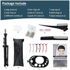 Klvied Wig Stand Tripod Upgraded, Mannequin Head Stand Double Locking, Reinforced Metal Wig Head Stand with Tool Tray, Black (53.5 Inches)