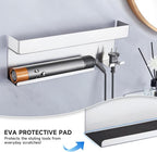Storage Hair Dryer Holder for Curling Iron Wands Accessories, Hair Straightener Holder, Wall Mount Hair Tool Organizer for Styler Attachments,Stainless Steel Curling Iron Holder Organizer for Bathroom