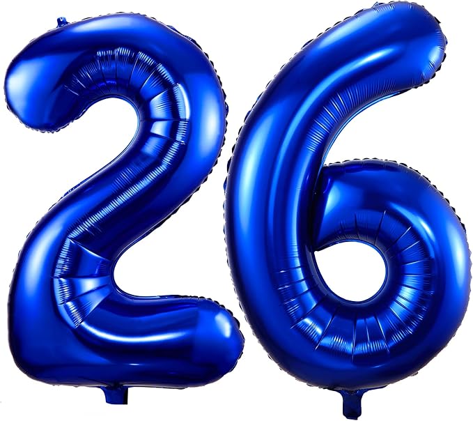 Navy Blue 26 Balloon Numbers, 40 Inch Dark Blue 26 or 62 Birthday Balloons by BBPOOL