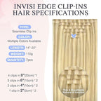 DOORES Clip in Hair Extensions Real Human Hair 22 inch 110g 7pcs Invisible Human Hair Extensions Clip ins, Injected Seamless PU Clipins Invisi Edge, P18D/22F Drity Blonde Highlight Golden Blonde
