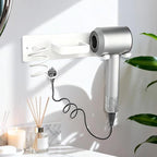 Hair Dryer Holder Blow Dryer Holder for Wall Mount Curling Iron Holder Flat Iron 3 in 1 Bathroom Hair Tool Organizer Rack White