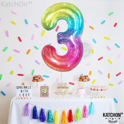 KatchOn, Giant Jelly Rainbow Number 3 Balloon - Image 4