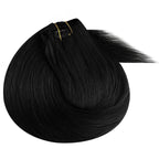 Ve Sunny Human Hair Clip in Extensions, Clip in Extensions Real Human Hair, Black Clip in Hair Extensions Straight Hair Extensions for Thin Hair 16inch 120g 7pcs
